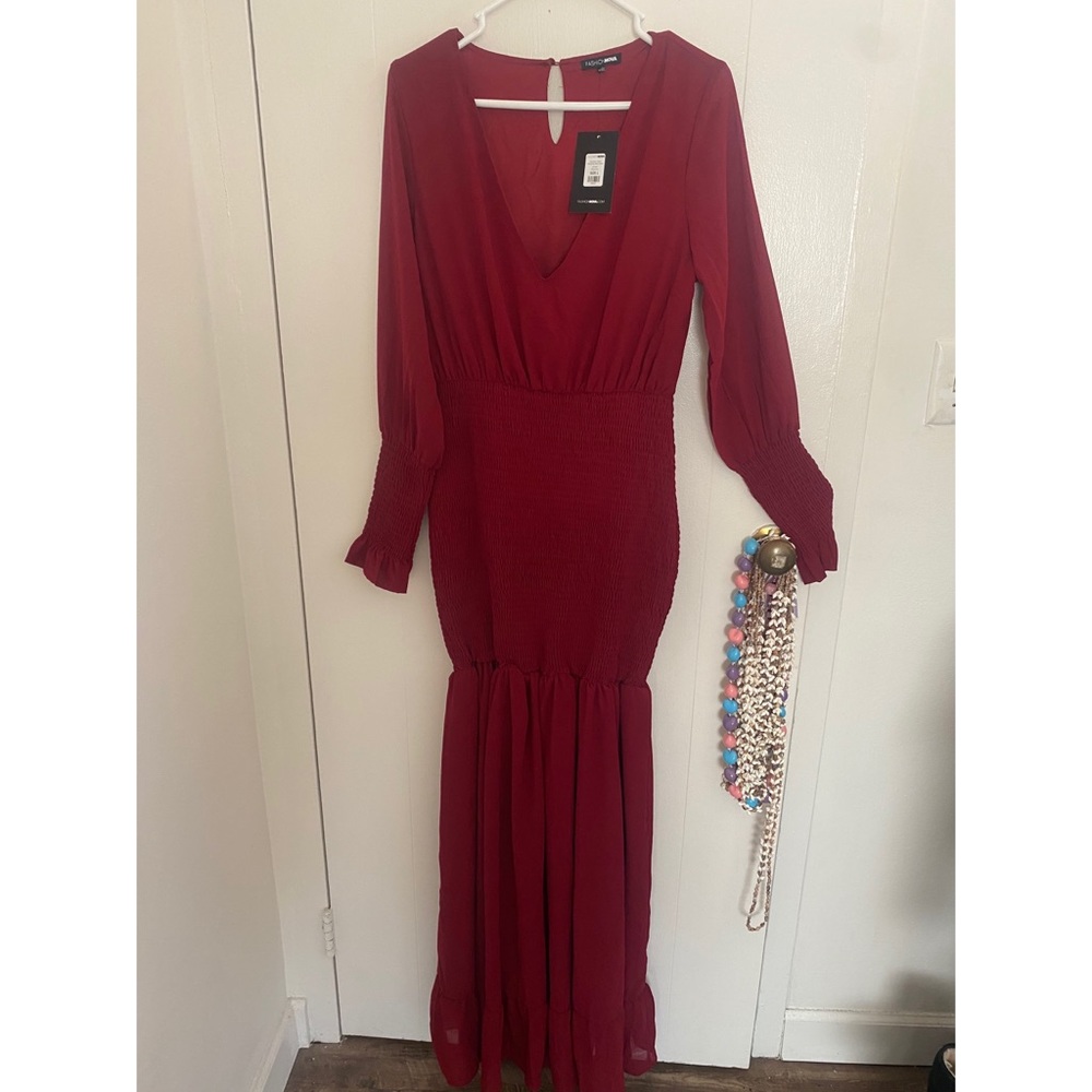 Fashion Nova Maxi Dress - Burgundy- Large